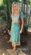 Bohemian forest green dress 