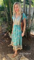 Bohemian forest green dress 